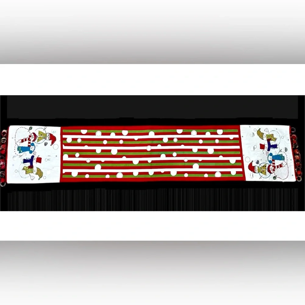 Pier 1 Imports Christmas Table Runner Snowman Whimsy Embellished Beaded 14”X72”